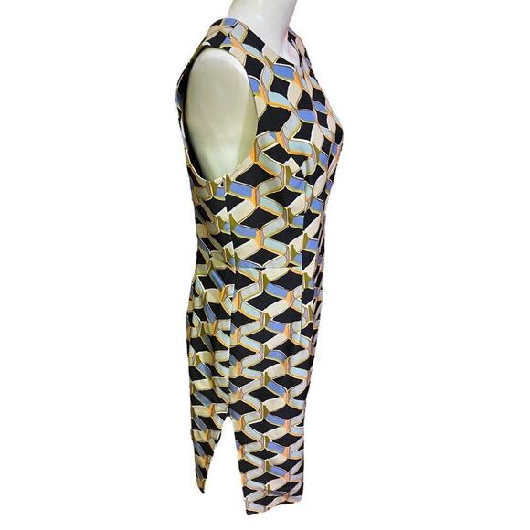 Milly Sheath Dress Made in US of Italian Fabric Size 12 Geo Multi Print - Picture 6 of 12